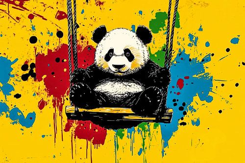 Schattige panda op een schommel