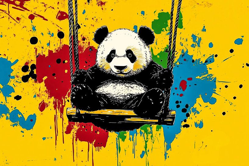 Schattige panda op een schommel van Art & Soul Creations