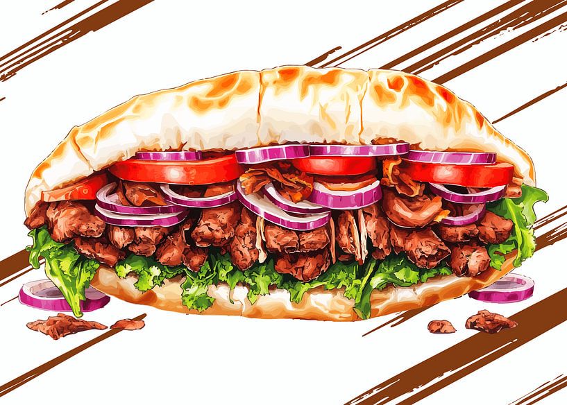 Döner Sandwich in realistischer Darstellung von Pixelbull Design