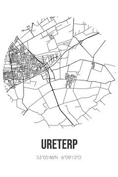 Ureterp (Fryslan) | Landkaart | Zwart-wit van Rezona