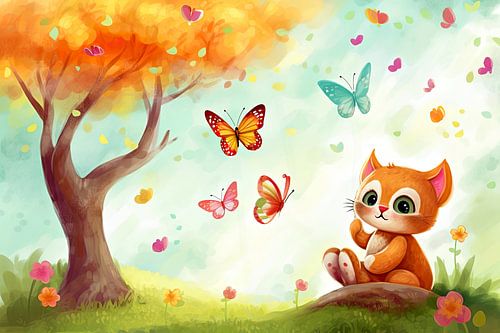 Katze im Schmetterlingsgarten