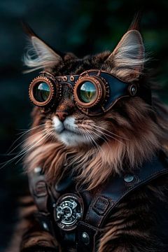 Cat with steampunk glasses by Poster Art Shop