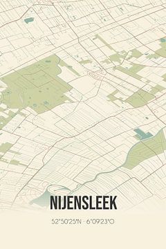 Vintage landkaart van Nijensleek (Drenthe) van Rezona