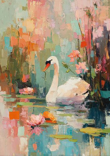 Zwaan op het bloeiende meer