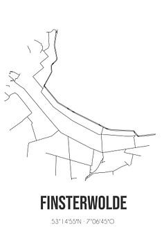 Finsterwolde (Groningen) | Landkaart | Zwart-wit van Rezona