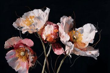 Delicate flowers on a dark background by NJ Midnight Studio