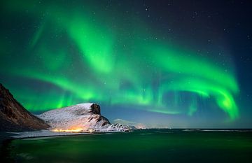 Aurora boven Nordlandsnupen van Wojciech Kruczynski