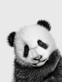 Pandajunges – Tierkunst in Schwarzweiß