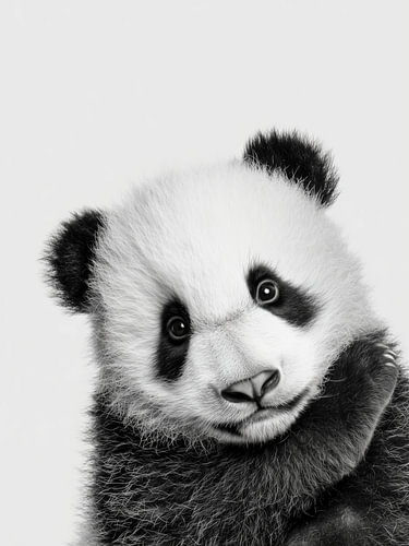 Pandajunges – Tierkunst in Schwarzweiß