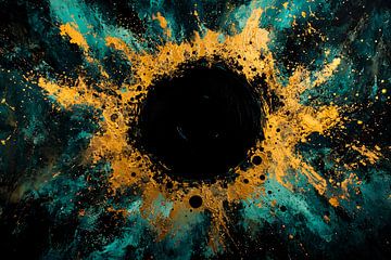 Explosion d'art abstrait noir et or