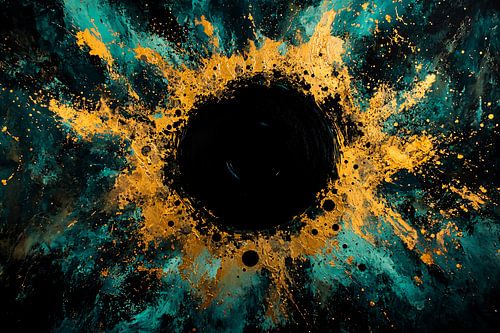 Abstracte zwart-gouden kunstexplosie