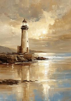 Leuchtturm am Meer – Ölbild Impressionismus