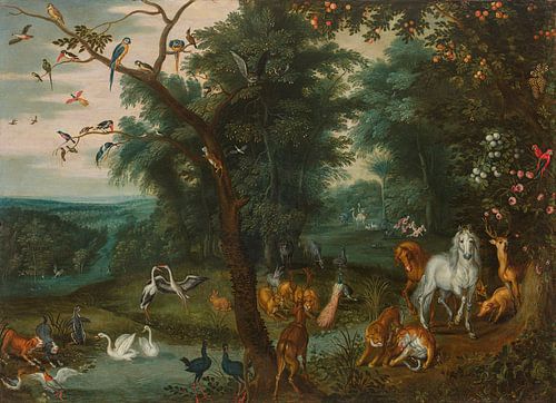 Jan Brueghel de Jonge, Paradijslandschap met de schepping van Eva, jaren 1630
