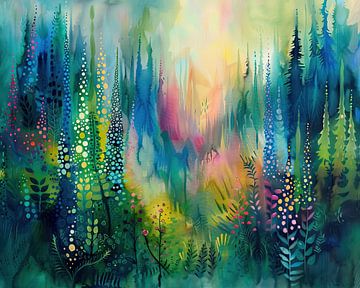 Aqua Reverie van Abstract Schilderij
