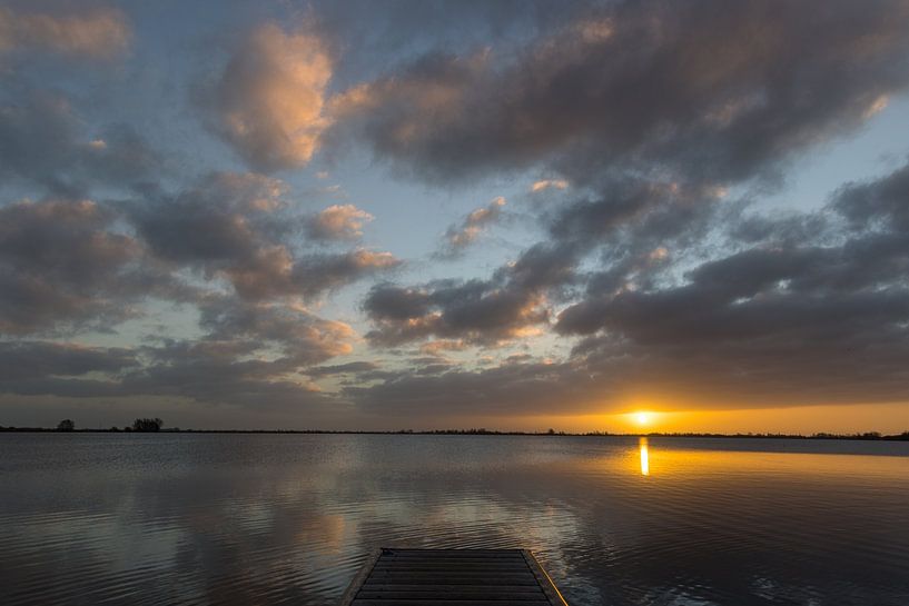 Zonsopkomst Reeuwijkse plassen van Leo Kramp Fotografie
