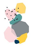 Dancing forms with dotted heart - graphic illustration