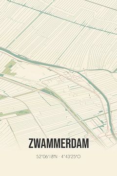 Vieille carte de Zwammerdam (Hollande méridionale) sur Rezona