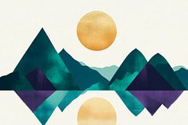 Abstract mountain landscape with sun by Poster Art Shop