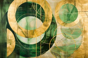 Abstracte gouden en groene geometrie van De Muurdecoratie
