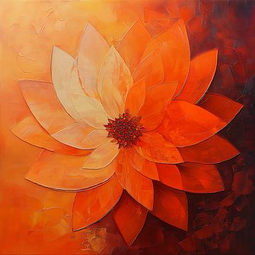 Tangerine Twist, abstracte bloem in diep oranje