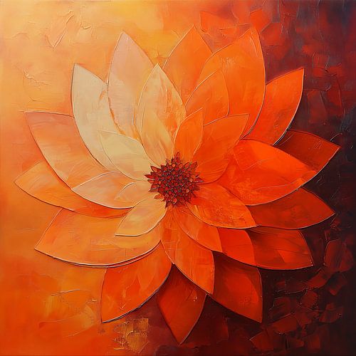 Tangerine Twist, abstracte bloem in diep oranje