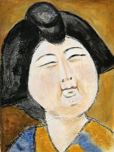 Een portret van een Chinese dikke dame 'Fat lady' I van Linda Dammann
