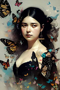 Vrouw met de vlinders 17de eeuw