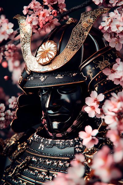 Samurai in the cherry blossom grove by Poster Art Shop