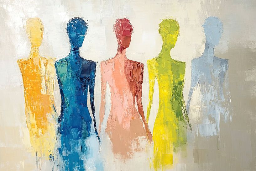 Figuren Farben | Abstrakte Menschen in Pastell von Kunst Laune