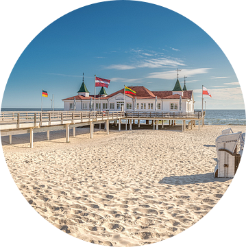 Panoramafoto van het strand bij Ahlbeck op het eiland Usedom aan de Oostzee in Mecklenburg Vorpommer van Voss Fine Art Fotografie