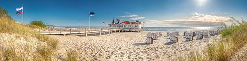 Panoramafoto van het strand bij Ahlbeck op het eiland Usedom aan de Oostzee in Mecklenburg Vorpommer