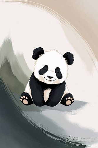 Schattige panda op een golf