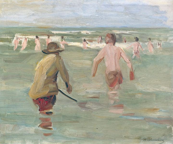 Badende Jungen mit Krabbenfischer, Max Liebermann von Meisterhafte Meister