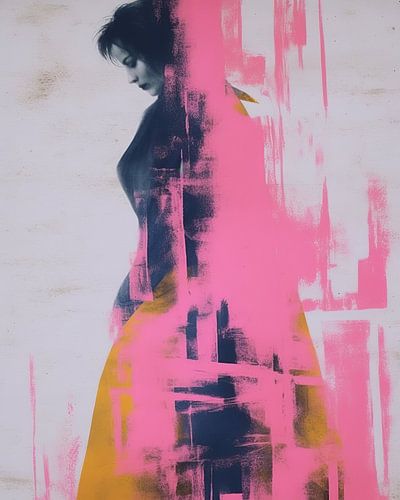 Modern collage in neon pink by Carla Van Iersel