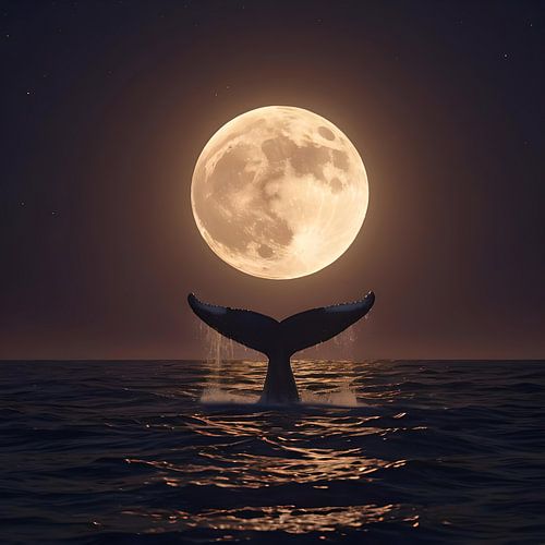 Tail of a whale and the full moon