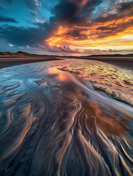 Gouden uur op het strand van fernlichtsicht