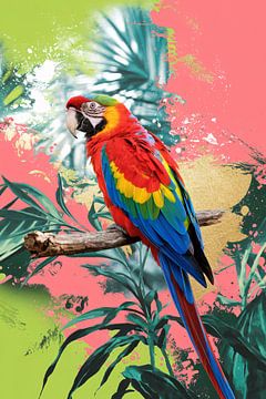 Kleurrijke papegaai met jungle-achtergrond van Imperial Art House