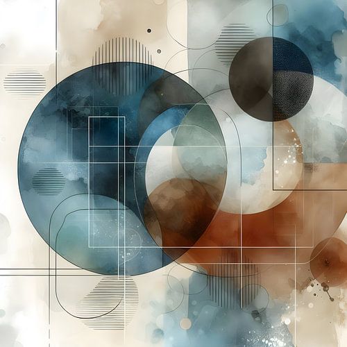 Abstract Art With Geometric Organic Shapes And Lines