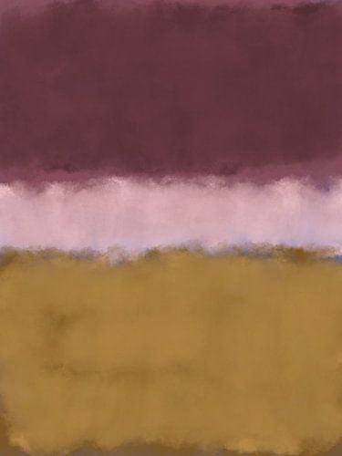 Abstract schilderij met op Rothko geïnspireerde zachte overgangen in oker, roze, paars