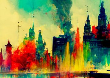 Kleuren van een stad in de moderne kunst van Animaflora PicsStock