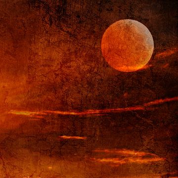 Lune 1. Fantaisie en rouge avec orange sur Alie Ekkelenkamp