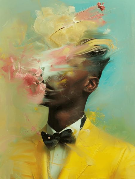 Portrait abstrait moderne aux couleurs pastel par Carla Van Iersel