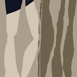 Formes et lignes abstraites en taupe, noir, marron et blanc no. 4 sur Dina Dankers