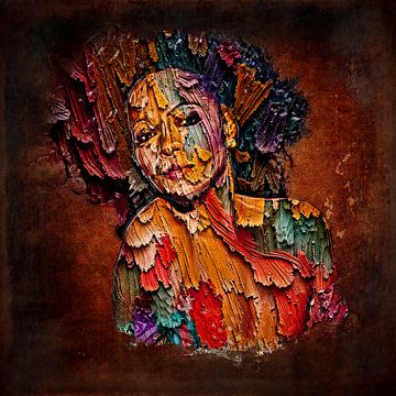 Kleurrijk portret van een vrouw (kunst) van Art by Jeronimo