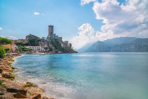 Malcesine Scaliger Castle on Lake Garda Long Exposure