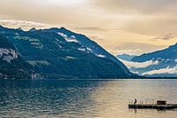 Fisherman in the morning, Lake Thun Switzerland