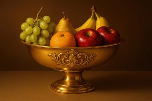 Gouden schaal met fruit