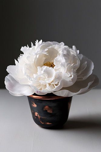 Witte pioenroos in vaas