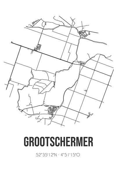 Grootschermer (Noord-Holland) | Map | Black and White by Prints of Place
