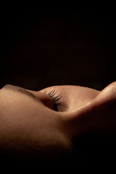 close up of eyelashes on a cheek by Elly de Vries